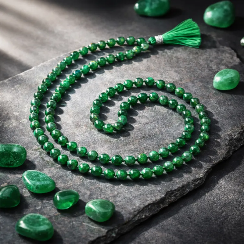 Green Agate - Green Hakik Natura Stone Mala