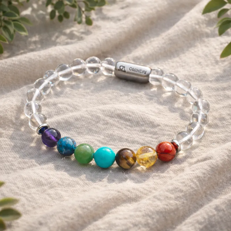 7 Chakra With Natural Clear Quartz Bracelet