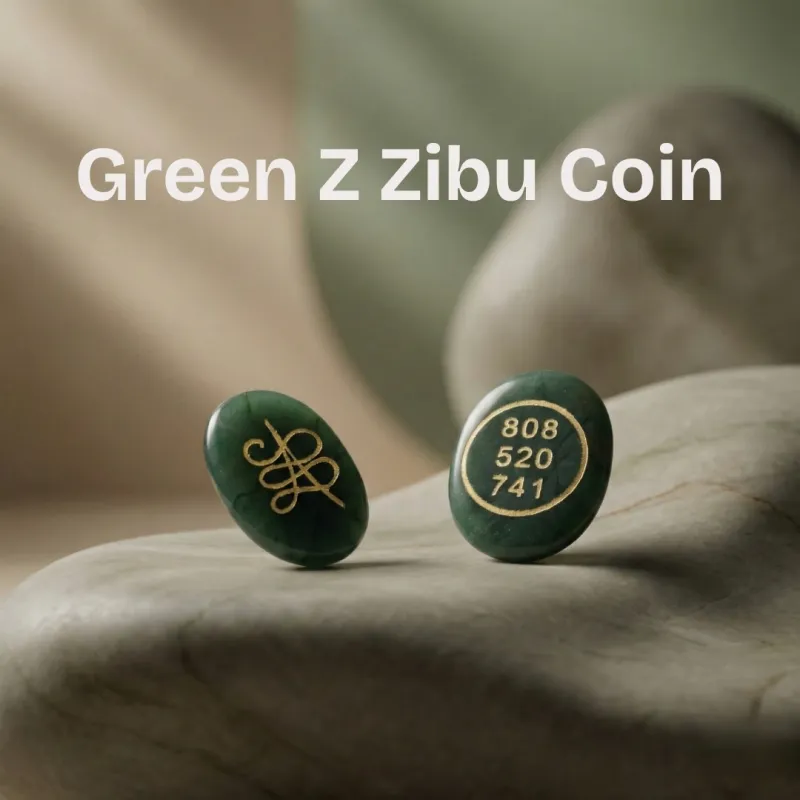 Natural Green Jade Stone Zibu Coin