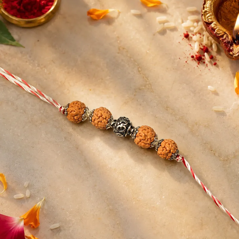 Premium 92 Silver OM Raksha Sutra-Rakhi