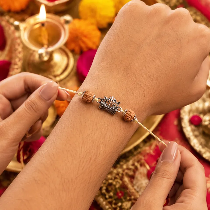 Mahadev Pure 925 Silver With Rudraksha Rakhi 