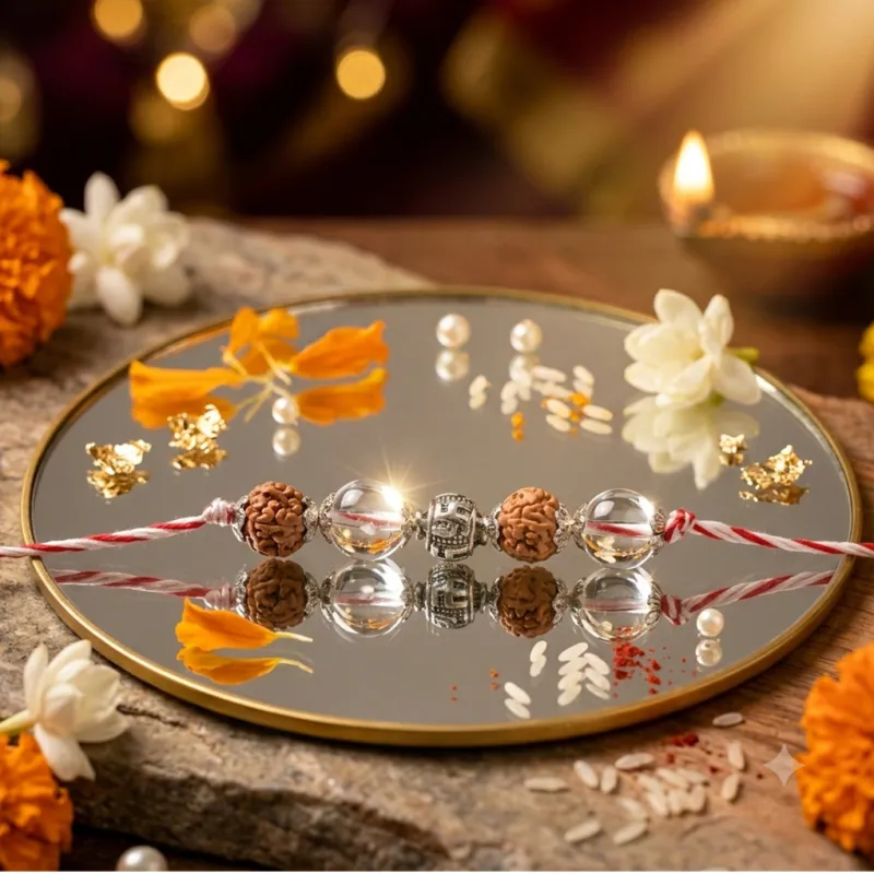 Shubh Swastik Pure 925 Silver Rakhi