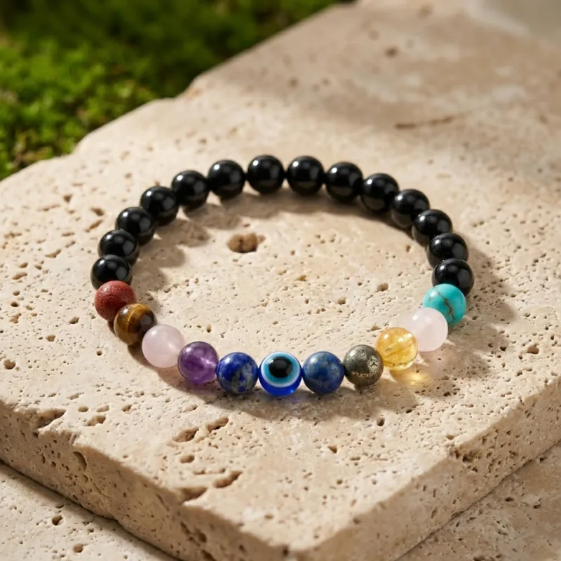 Evil Eye With 11 Chakra Bracelet