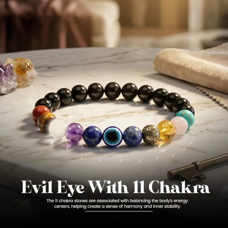 Evil Eye With 11 Chakra Bracelet