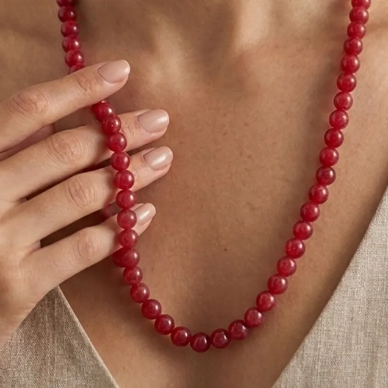 Red Agate Mala- Lal Hakik Mala 8MM Size